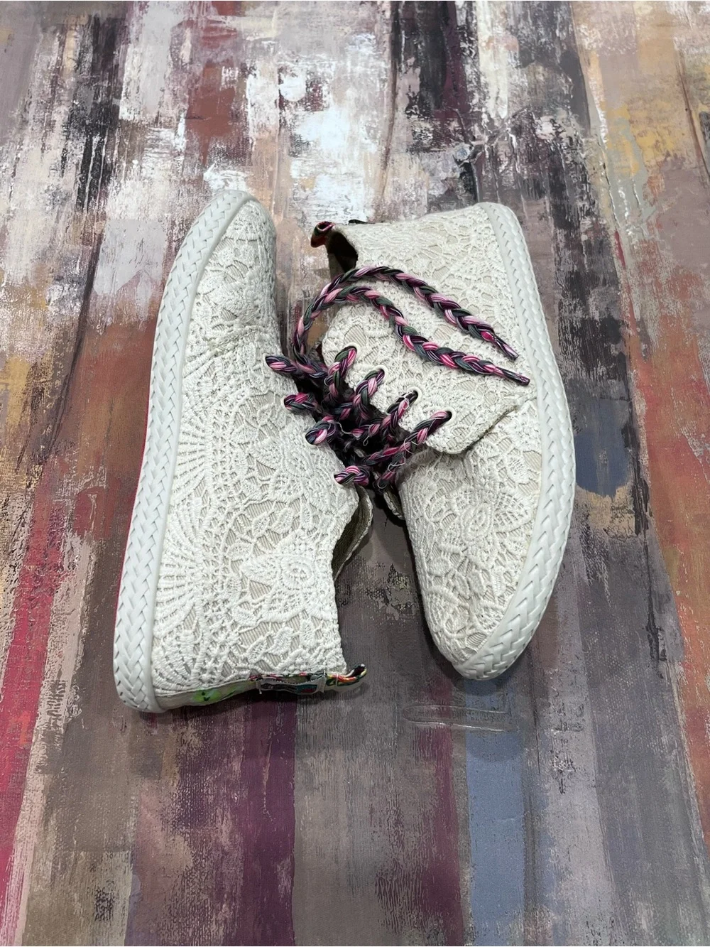 TIGERBEAR REPUBLIK Lace Oxford Sneaker Crochet Floral Flats | Women's Size 7.5